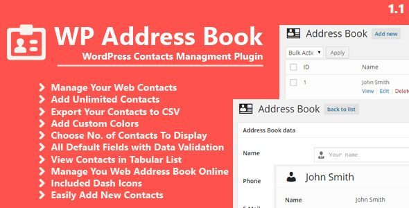WP Address Book: Contacts Management Plugin Preview - Rating, Reviews, Demo & Download