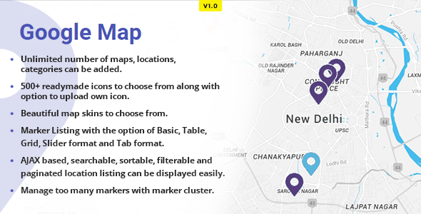 WP Advanced Google Maps Preview Wordpress Plugin - Rating, Reviews, Demo & Download