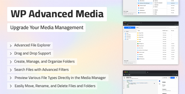 WP Advanced Media – Powerful File Management Plugin for Wordpress Preview - Rating, Reviews, Demo & Download