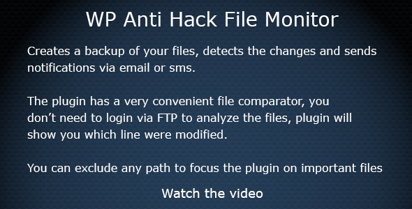 WP Anti Hack File Monitor Preview Wordpress Plugin - Rating, Reviews, Demo & Download