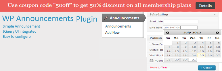 WP Awesome Announcements Preview Wordpress Plugin - Rating, Reviews, Demo & Download