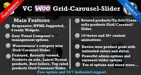 WP Bakery WooCommerce Grid/Carousel/Slider Preview Wordpress Plugin - Rating, Reviews, Demo & Download