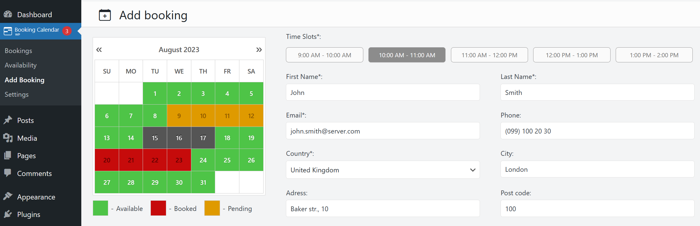 WP Booking Calendar Preview Wordpress Plugin - Rating, Reviews, Demo & Download