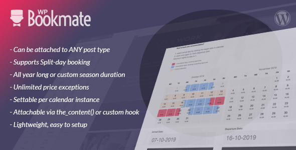 WP Bookmate – Super-easy, Lightweight Booking Calendar Preview Wordpress Plugin - Rating, Reviews, Demo & Download