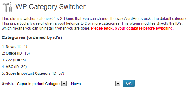 WP Category Switcher Preview Wordpress Plugin - Rating, Reviews, Demo & Download
