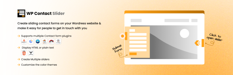 WP Contact Slider – Slide Out Contact Form Plugin for Wordpress To Display Contact Form 7, Gravity Forms, WP Forms, Ninja Forms, Plain Text/HTML & Other Shortcodes Preview - Rating, Reviews, Demo & Download