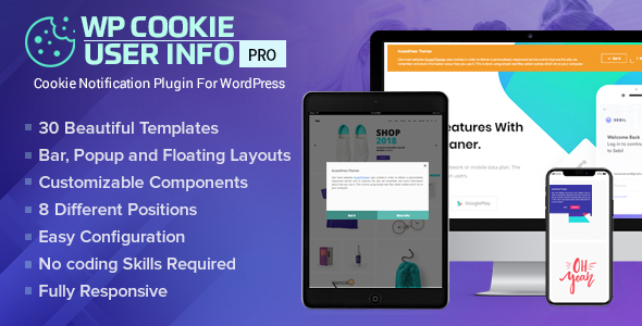 WP Cookie User Info Pro – Cookie Notification Plugin For WordPress Preview - Rating, Reviews, Demo & Download