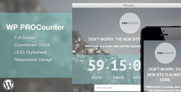 WP Countie: Responsive Countdown Landing Page Preview Wordpress Plugin - Rating, Reviews, Demo & Download