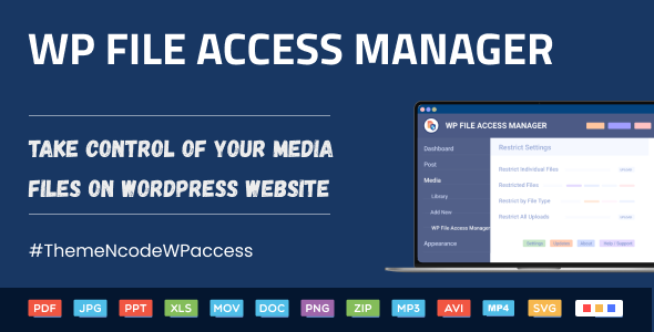 WP File Access Manager – Easy Way To Restrict WordPress Uploads Preview - Rating, Reviews, Demo & Download
