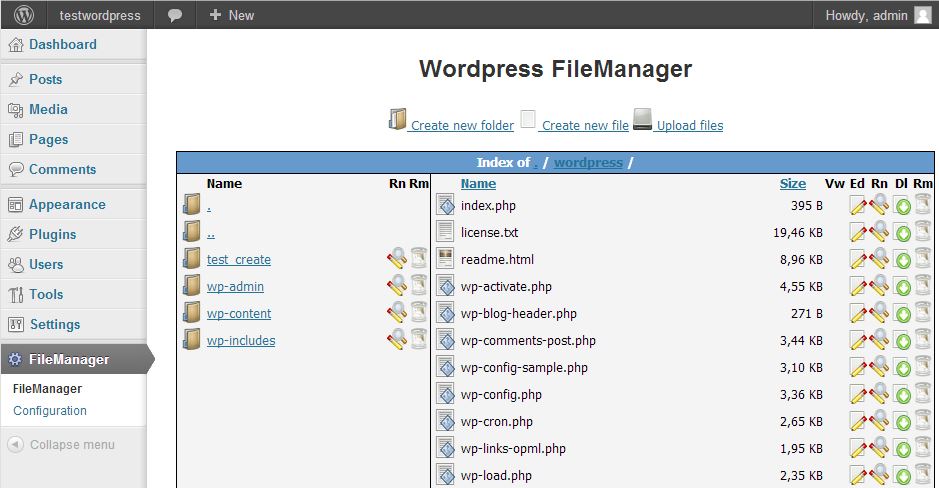 Wp-FileManager Preview Wordpress Plugin - Rating, Reviews, Demo & Download