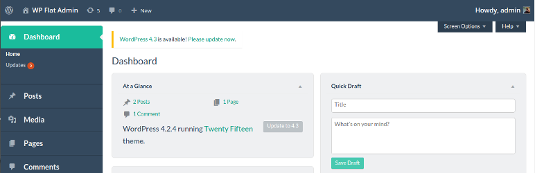 WP Flat Admin Theme Preview Wordpress Plugin - Rating, Reviews, Demo & Download