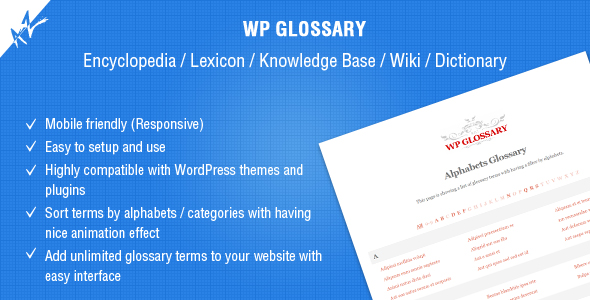 WP Glossary – Encyclopedia / Lexicon / Knowledge Base / Wiki / Dictionary Preview Wordpress Plugin - Rating, Reviews, Demo & Download