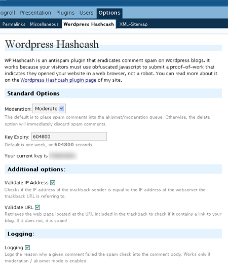 WP-Hashcash Preview Wordpress Plugin - Rating, Reviews, Demo & Download