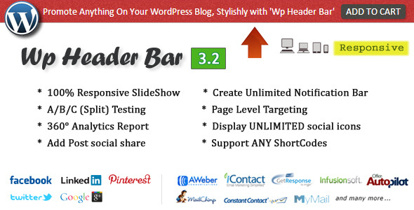 Wp Header Bar – WordPress Notification Bar Preview - Rating, Reviews, Demo & Download
