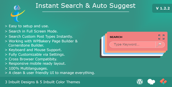 WP Instant Search & Auto Suggest Preview Wordpress Plugin - Rating, Reviews, Demo & Download
