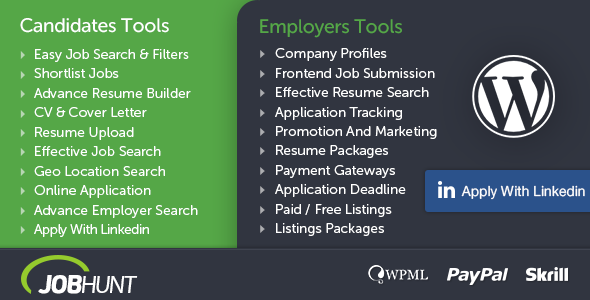 WP Job Hunt – WordPress Job Board | Job Career Plugin Preview - Rating, Reviews, Demo & Download