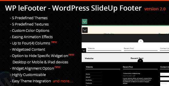 WP LeFooter – WordPress SlideUp Footer Plugin Preview - Rating, Reviews, Demo & Download