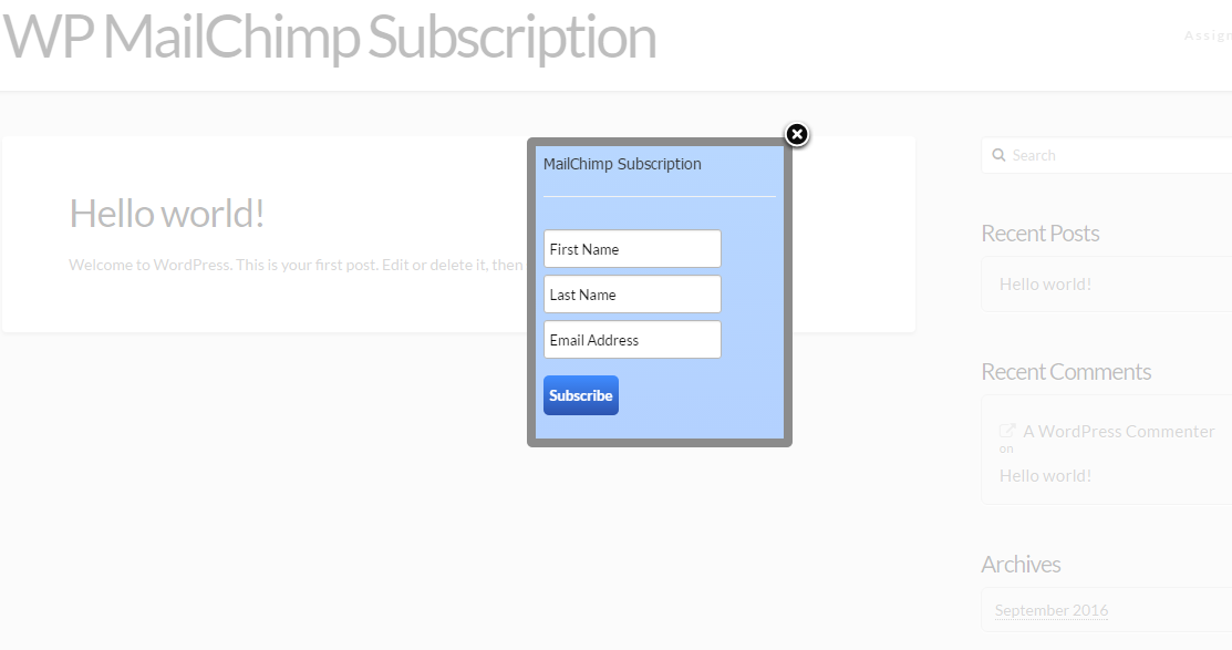 WP Mailchimp Subscription Preview Wordpress Plugin - Rating, Reviews, Demo & Download