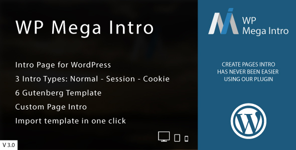 WP Mega Intro – Amazing Intro Pages For WP Preview Wordpress Plugin - Rating, Reviews, Demo & Download