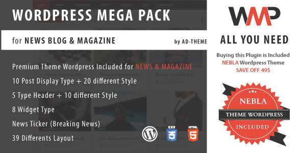 WP Mega Pack For News, Blog And Magazine – All You Need Preview Wordpress Plugin - Rating, Reviews, Demo & Download