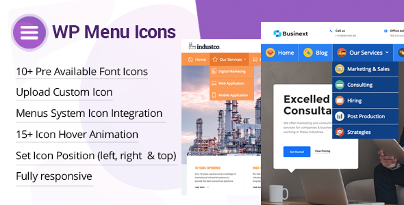 WP Menu Icons – Effectively Add & Customize Icons Plugin for Wordpress Menus Preview - Rating, Reviews, Demo & Download