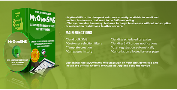 WP MyOwnSMS Notifications Preview Wordpress Plugin - Rating, Reviews, Demo & Download