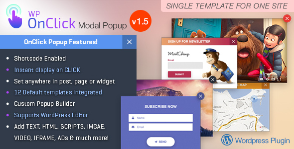 WP OnClick Modal POPUP Preview Wordpress Plugin - Rating, Reviews, Demo & Download