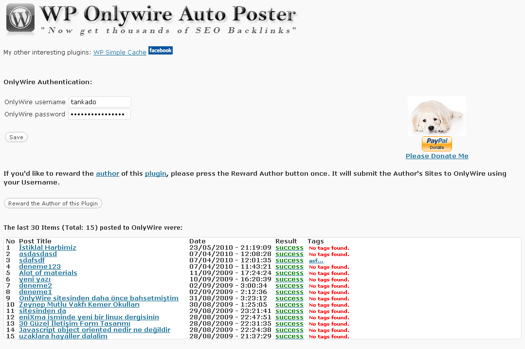 WP OnlyWire Auto Poster Preview Wordpress Plugin - Rating, Reviews, Demo & Download