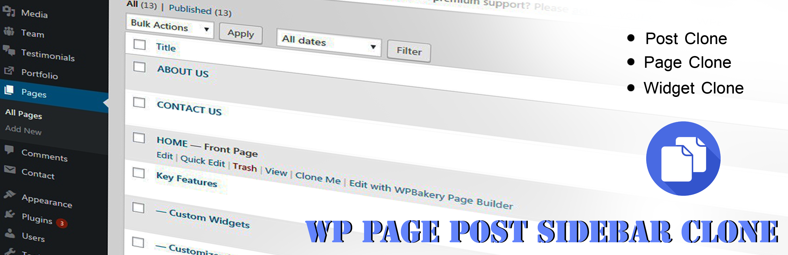 WP Page Post Widget Clone Preview Wordpress Plugin - Rating, Reviews, Demo & Download