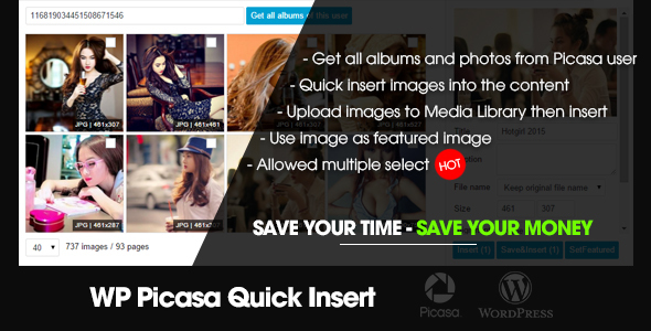 WP Picasa Quick Insert Preview Wordpress Plugin - Rating, Reviews, Demo & Download