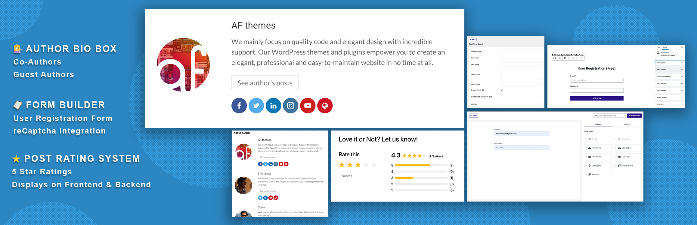 WP Post Author – Boost Your Blog's Engagement With Author Box, Social Links, Co-Authors, Guest Authors, Post Rating System, And Custom User Registration Form Builder Preview Wordpress Plugin - Rating, Reviews, Demo & Download