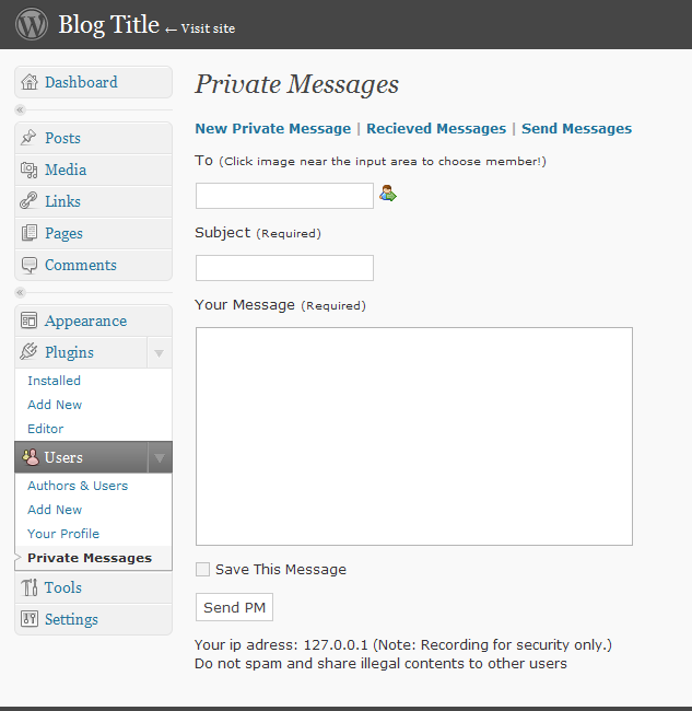 WP Private Messages Preview Wordpress Plugin - Rating, Reviews, Demo & Download
