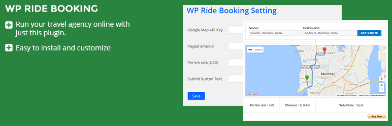 WP Ride Booking – Best Taxi Booking Solution Plugin for Wordpress Preview - Rating, Reviews, Demo & Download