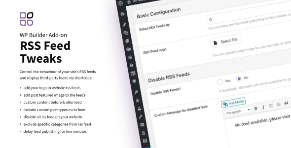 WP RSS Feed Tweaks Preview Wordpress Plugin - Rating, Reviews, Demo & Download