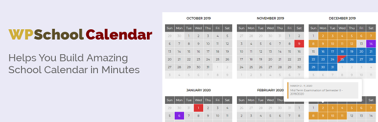 WP School Calendar Preview Wordpress Plugin - Rating, Reviews, Demo & Download