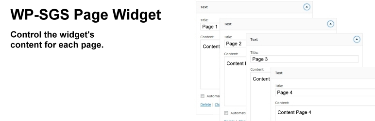 WP-SGSPage Widget Preview Wordpress Plugin - Rating, Reviews, Demo & Download