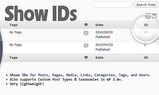 WP Show IDs ( Simple, Yet Elegant ) Preview Wordpress Plugin - Rating, Reviews, Demo & Download