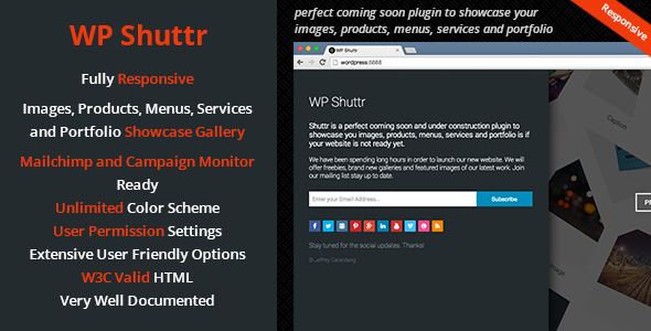 WP Shuttr – Wordpress Coming Soon | Maintenance Preview - Rating, Reviews, Demo & Download