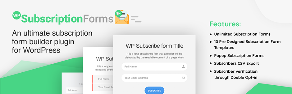 WP Subscription Forms – Subscription Form Plugin For WordPress Preview - Rating, Reviews, Demo & Download