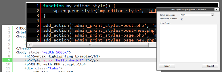 WP SyntaxHighlighter Preview Wordpress Plugin - Rating, Reviews, Demo & Download