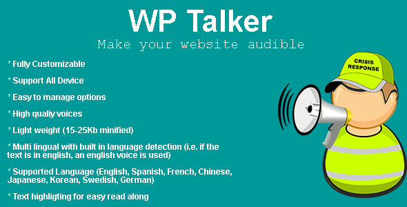 WP Talker – Make Your Wordpress Audible Preview - Rating, Reviews, Demo & Download