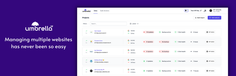 WP Umbrella: Update Backup Restore & Monitoring Preview Wordpress Plugin - Rating, Reviews, Demo & Download
