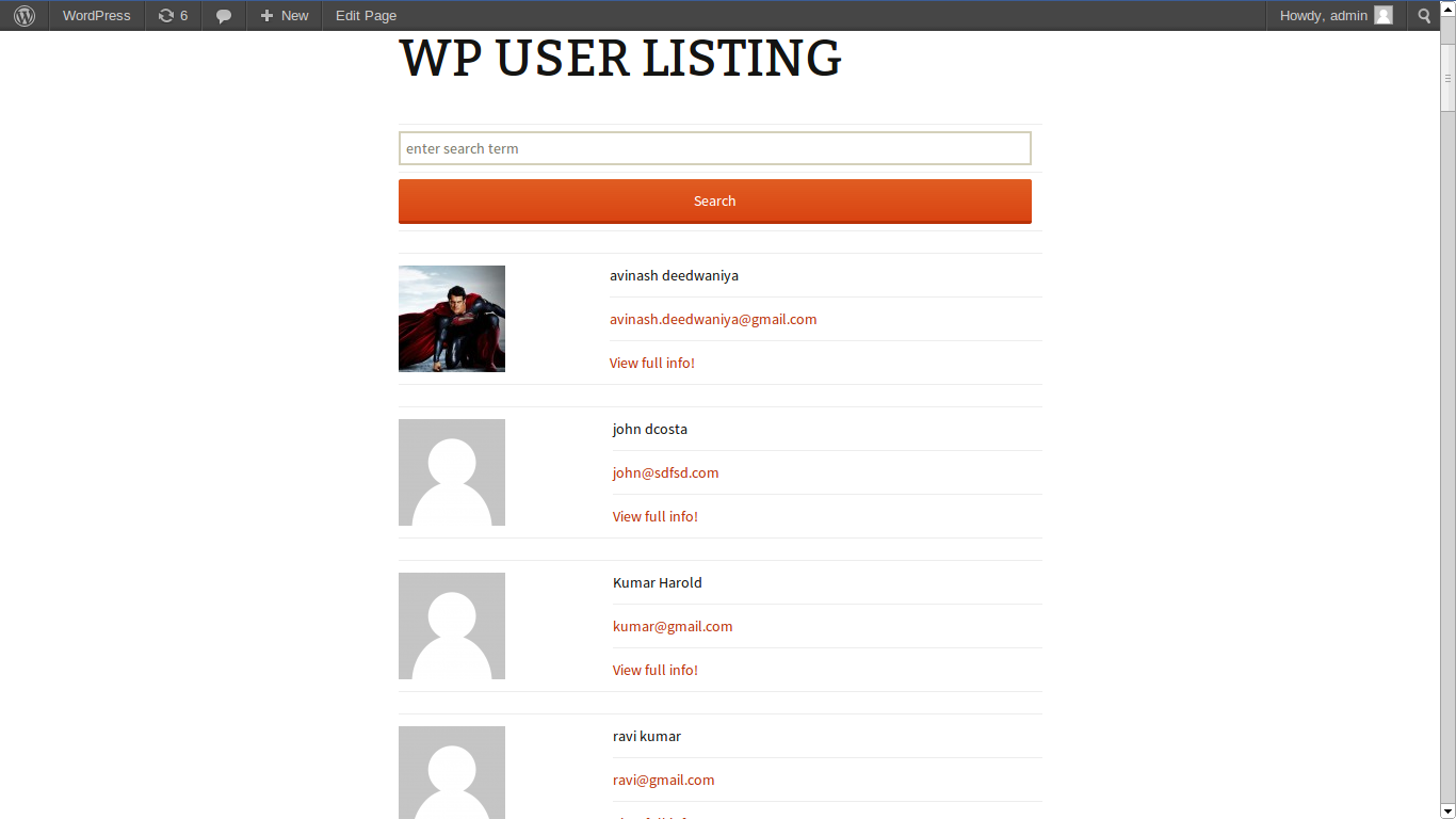 WP User Listing And Searching Preview Wordpress Plugin - Rating, Reviews, Demo & Download