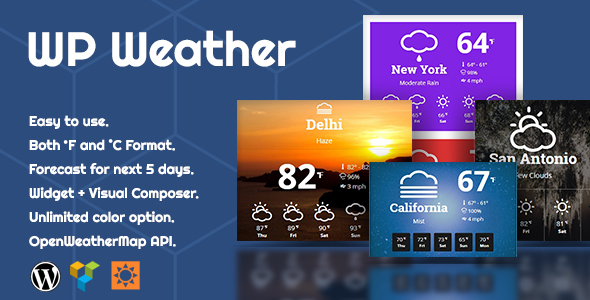WP Weather – WordPress Weather Plugin For WordPress Widget, Elementor And WPBakery Page Builder Preview - Rating, Reviews, Demo & Download