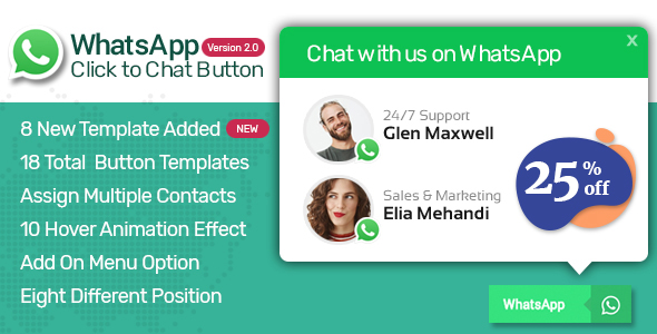 WP WhatsApp Button – Premium WhatsApp Button Plugin For WordPress Preview - Rating, Reviews, Demo & Download