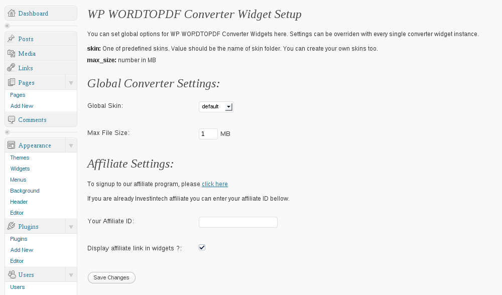 WP WORDTOPDF Converter Widget Preview Wordpress Plugin - Rating, Reviews, Demo & Download