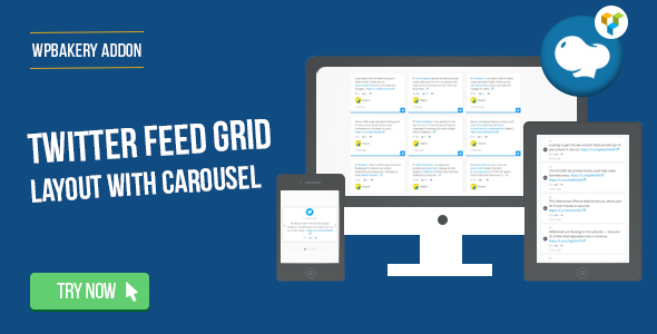 WPBakery Page Builder – Twitter Feed Grid With Carousel Preview Wordpress Plugin - Rating, Reviews, Demo & Download