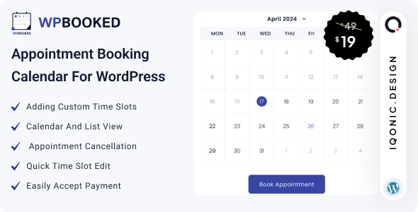 WPBooked – Appointment Booking Calendar Plugin for Wordpress Preview - Rating, Reviews, Demo & Download