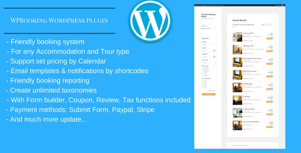 WPBooking – Accoomodation And Tour Booking System – WordPress Plugin Preview - Rating, Reviews, Demo & Download