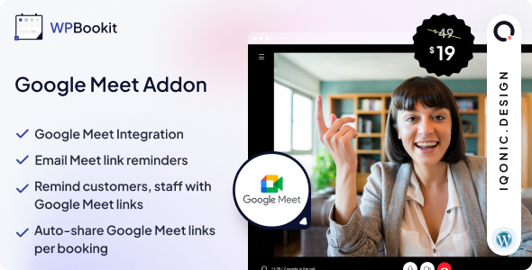 WPBookit – Google Meet (Addon) Preview Wordpress Plugin - Rating, Reviews, Demo & Download